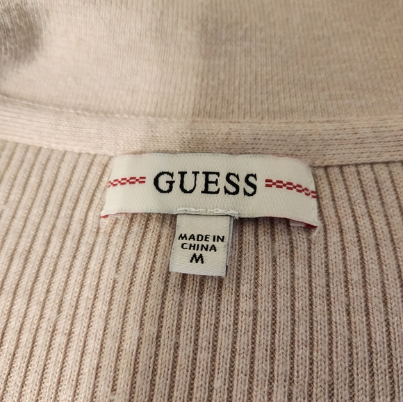 Guess Women's Oversized Cropped Knit Collared Top Size M Pink Lightweight - Picture 8 of 12